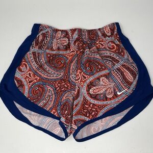 Nike Women's Red Blue Paisley Training Running Tempo Lined Shorts Size XS